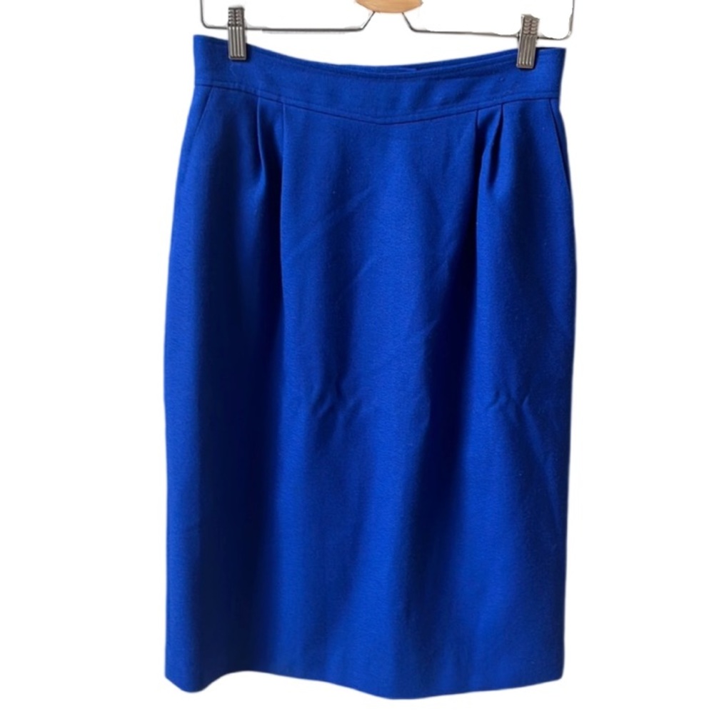 Vintage Braemar by Jeremy Scott Blue 100% Wool Midi Skirt